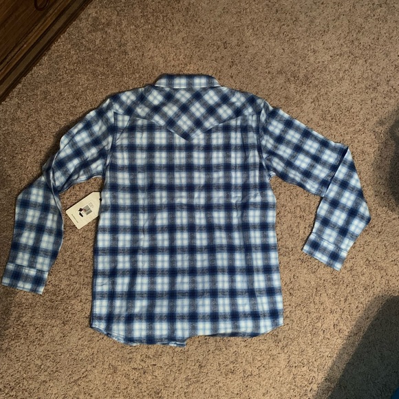 Men’s Button up shirt- Blue Plaid - Picture 2 of 4